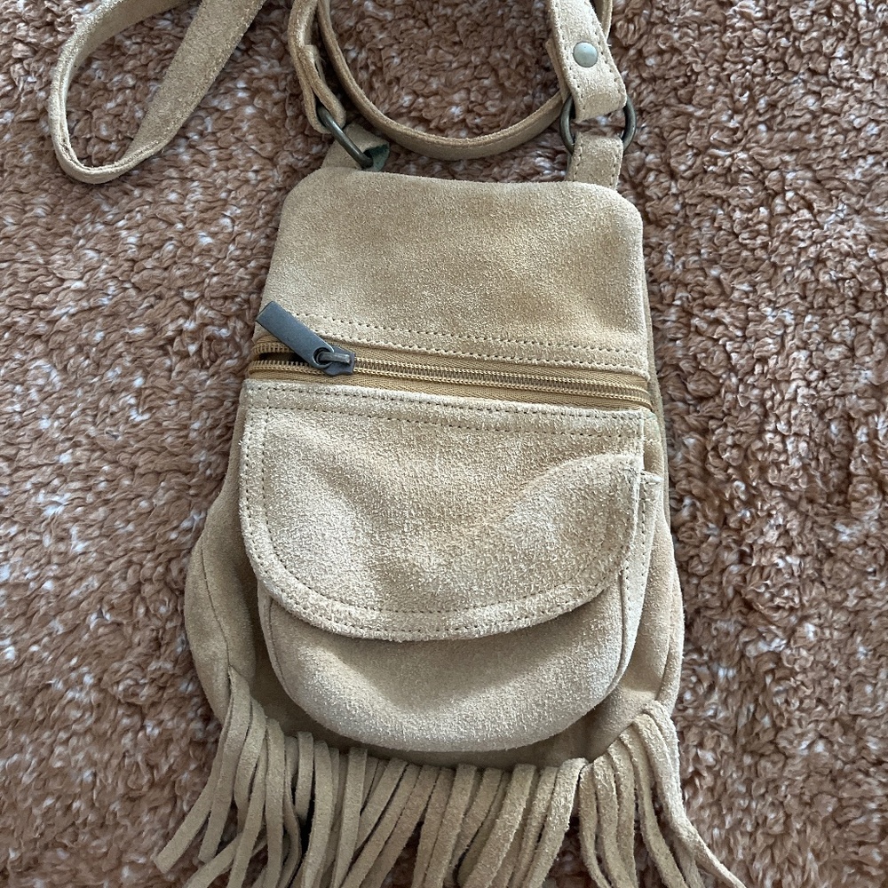 Vintage fringe suede bag